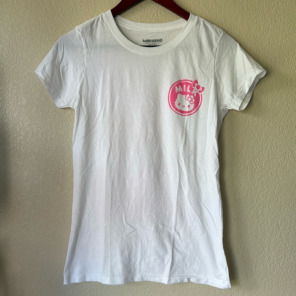 HELLO KITTY White Strawberry Milk Tee, Sz S